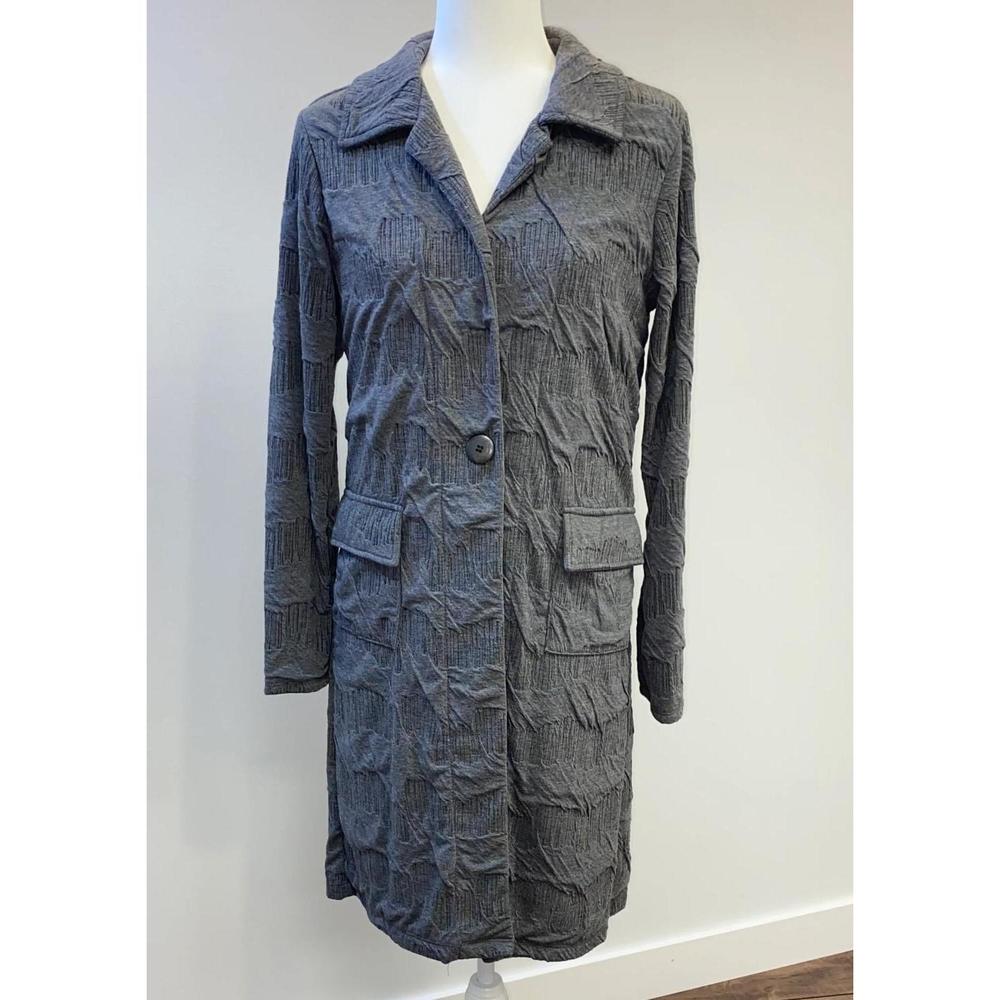 NEW ARIELLA women's long collared jacket in charcoal